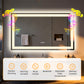 Espejo de baño rectangular de vidrio templado iluminado LUVODI con altavoces Bluetooth (sin pantalla)