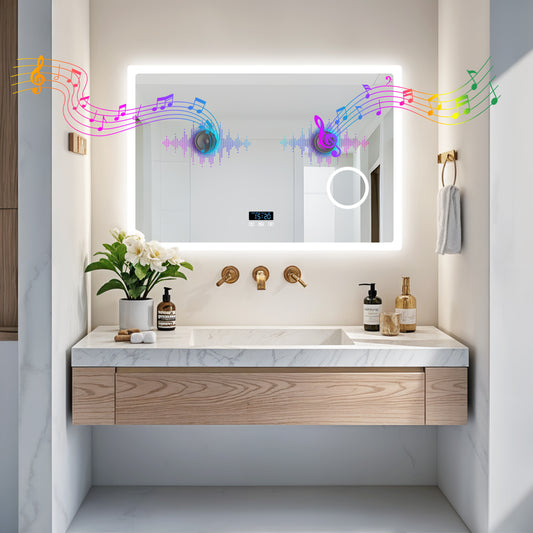 LUVODI Bluetooth Bathroom Mirror With 3X Magnifying, Time/Date Display Makeup Mirror