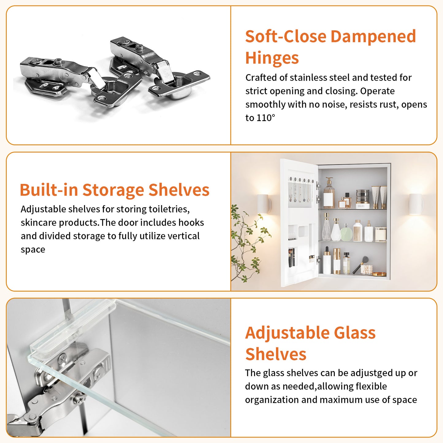LUVODI 20x28" Bathroom Mirror Cabinet w/ Door Storage & Adjustable Shelves