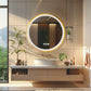 LUVODI Round LED Bathroom Mirror with Gold Aluminum Alloy Frame Sand to the Edge Mirror