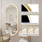 LUVODI Capsule Shape LED Bathroom Mirror with Gold Aluminum Alloy Narrow Frame Defogging 3 Color
