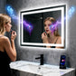 Espejo de baño rectangular de vidrio templado iluminado LUVODI con altavoces Bluetooth (sin pantalla)