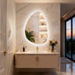 LUVODI Irregular LED Bathroom Mirror, Pebble Oval Backlit Vanity Mirror, Tempered Glass Mirror (2 Buttons)