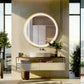 LUVODI Round LED Bathroom Mirror with Gold Aluminum Alloy Frame Sand to the Edge Mirror