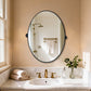 Modern Matte Black Oval Pivot Mirror – Adjustable Tilting Bathroom Vanity Wall Mirror
