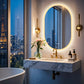 LUVODI Long Oval LED Bathroom Mirror with Bluetooth Speaker, No Display 23.62x35.43 in