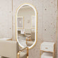 LUVODI Capsule Shape LED Bathroom Mirror with Gold Aluminum Alloy Narrow Frame Defogging 3 Color