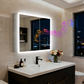 Luvodi - Botiquín LED de 32 x 28 pulgadas con espejo y Bluetooth para baño, antivaho y toma de corriente
