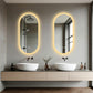 LUVODI Long Oval LED Bathroom Mirror, Tempered Glass Front Lit Vanity Mirror (2 Buttons)