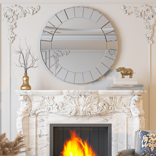 Wall Decor Art Accent Mirror Round Venetian Ornate Mirror for Hallway, Living Room