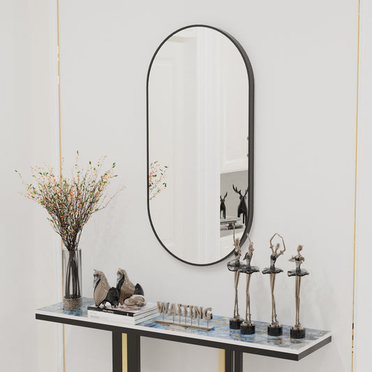 LUVODI 100x50cm Oval Wall-mounted Vanity Mirror Metal Frame Accent Mirror for Bathroom, Entryway