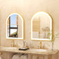 LUVODI Arched LED Bathroom Mirror with Gold Aluminum Alloy Narrow Frame Defogging 3 Color