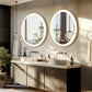 LUVODI Round LED Bathroom Mirror with Gold Aluminum Alloy Frame Sand to the Edge Mirror