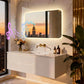 LUVODI Rounded Corner LED Mirror with Bluetooth Speaker Lighted Bathroom Vanity Mirror