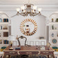 Contemporary Decorative Wall Mirror Round Starburst Mirror w/ Glass Beveled Edge for Living Room