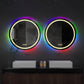 LUVODI Round LED Bathroom Mirror with 8 RGB Backlit 3 Front Light Color Smart Defogging Touch