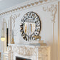 31.5” Round Wall-mounted Sunburst Mirror Silver Glass Accent Mirror for Living Room