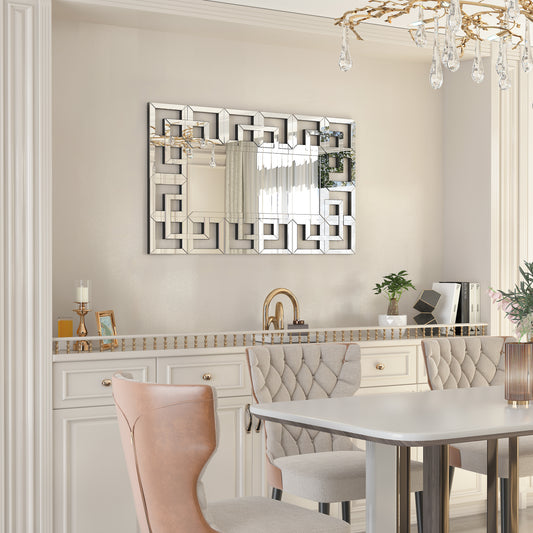 Silver Rectangular Venetian Mirror Wall Decor Mirror with Beveled Glass Edge