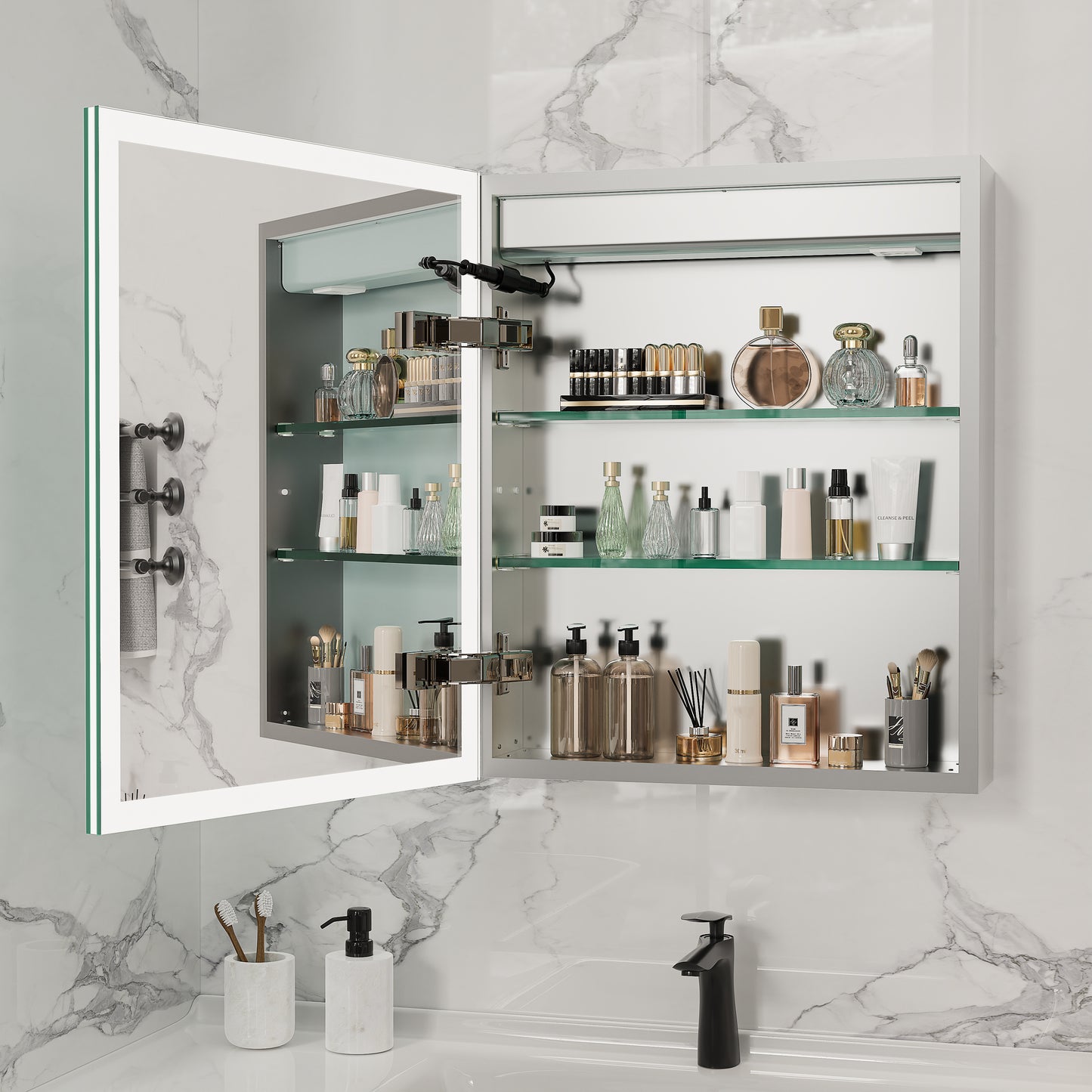 LUVODI LED Bluetooth Bathroom Mirror Cabinet, 500x600mm, 600x700mm, 3 colors, defogging