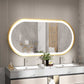 LUVODI Capsule Shape LED Bathroom Mirror with Gold Aluminum Alloy Narrow Frame Defogging 3 Color