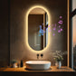 Espejo de baño ovalado con luz LED y Bluetooth LUVODI, espejo de tocador de pared (sin pantalla)