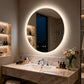 LUVODI 28 in Round Bathroom Mirror with Lights Tempered Glass(2 Buttons)