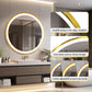 LUVODI Round LED Bathroom Mirror with Gold Aluminum Alloy Frame Sand to the Edge Mirror