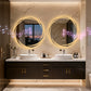 Espejo de pared redondo para baño LUVODI de 31,5" con LED y altavoz Bluetooth dual, antivaho y regulable