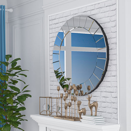 Wall Decor Art Accent Mirror Round Venetian Ornate Mirror for Hallway, Living Room