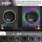 LUVODI Round LED Bathroom Mirror with 8 RGB Backlit 3 Front Light Color Smart Defogging Touch