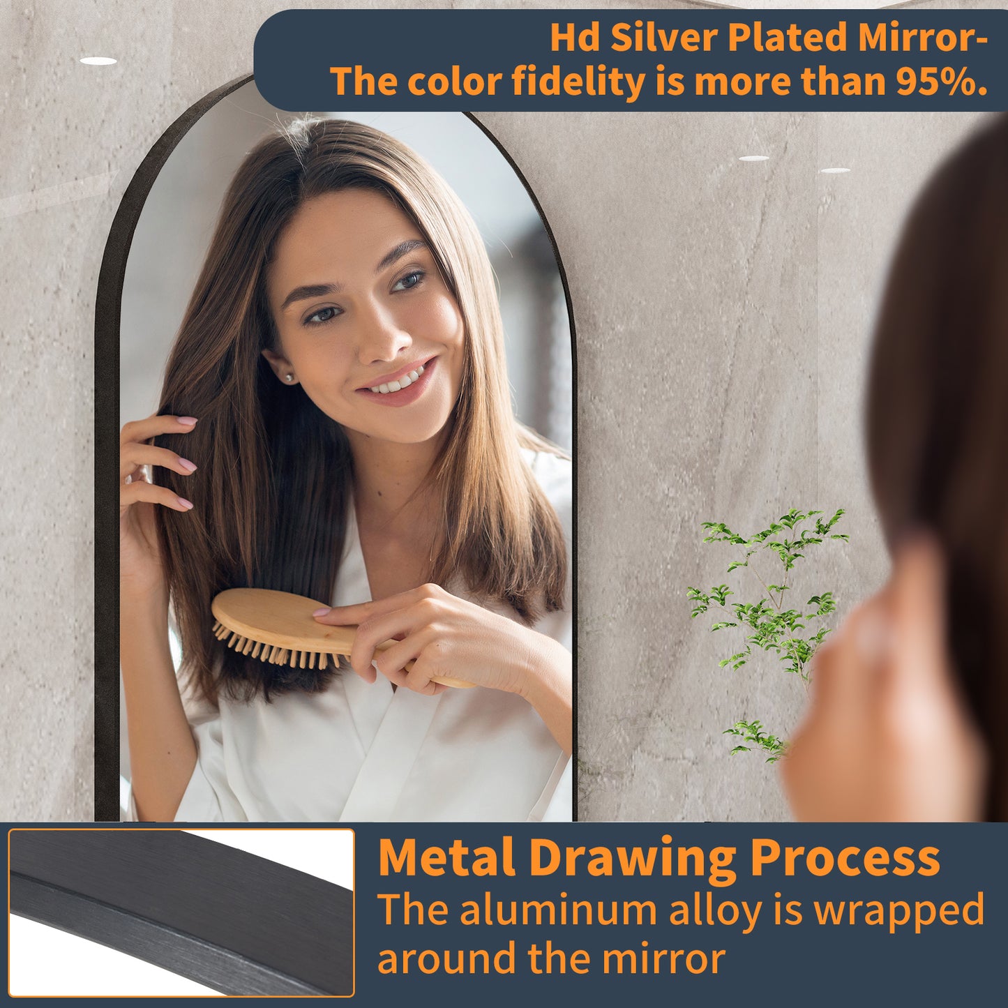 LUVODI Black Framed Arched Wall Mirror Bathroom Bedroom Makeup Dressing Mirror
