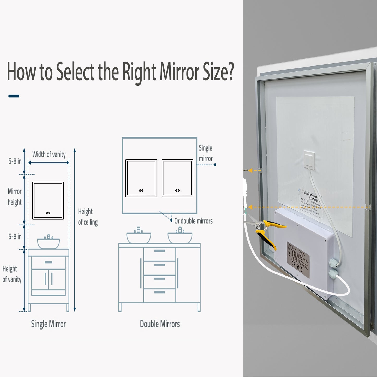 LUVODI 17.8”x23.6" LED Bathroom Mirror Wall Vanity Mirror 3 Colors Smart Lighted Mirror