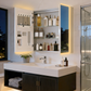 Luvodi - Botiquín LED de 32 x 28 pulgadas con espejo y Bluetooth para baño, antivaho y toma de corriente