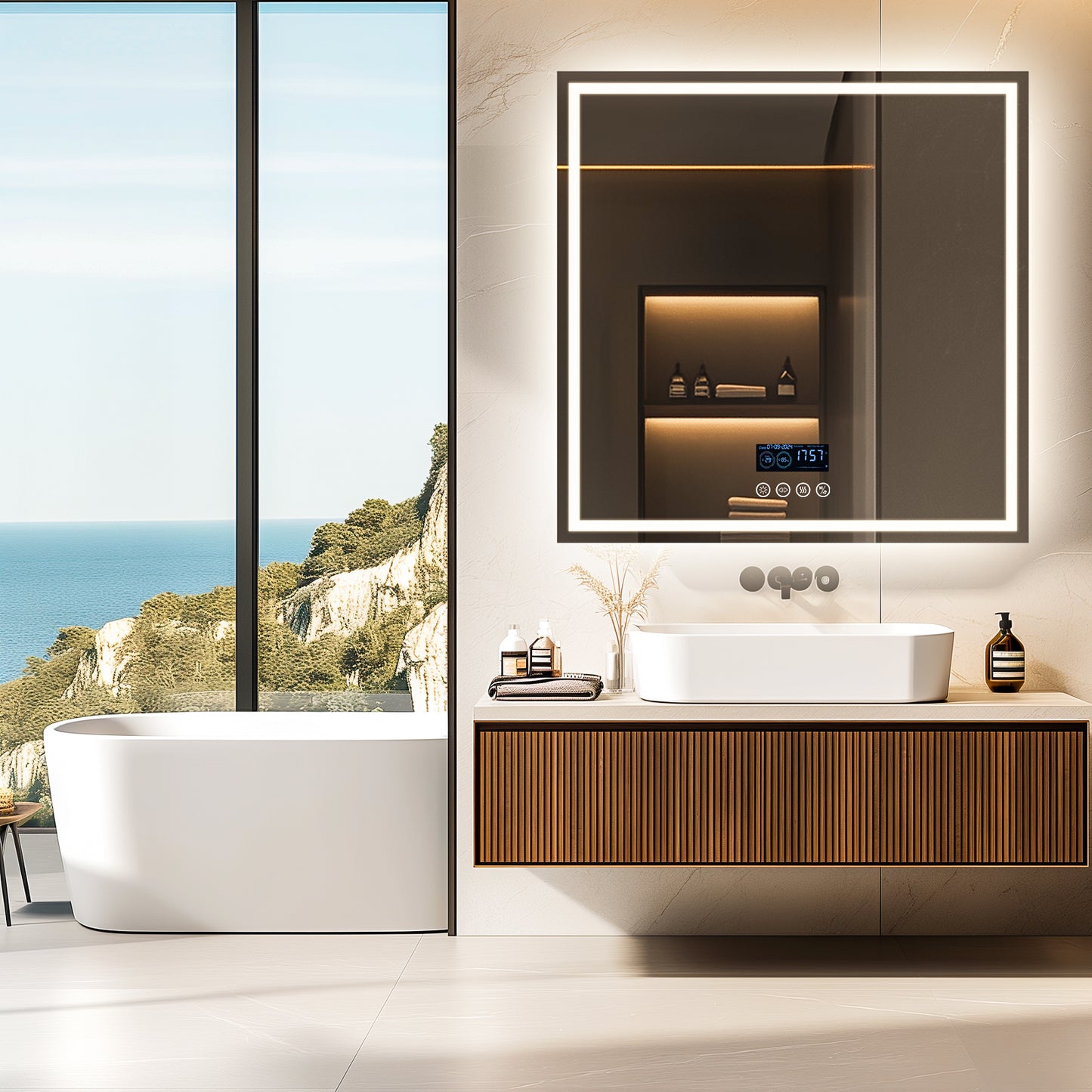 LUVODI Square LED Buetooth Bathroom Mirror Music Mirror