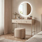 Espejo de tocador redondo con luz LED frontal LUVODI, antivaho, 3 colores, 2 botones