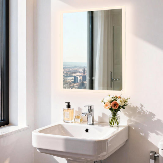 LUVODI 17.8”x23.6" LED Bathroom Mirror Wall Vanity Mirror 3 Colors Smart Lighted Mirror