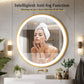 LUVODI Round LED Bathroom Mirror with Gold Aluminum Alloy Frame Sand to the Edge Mirror