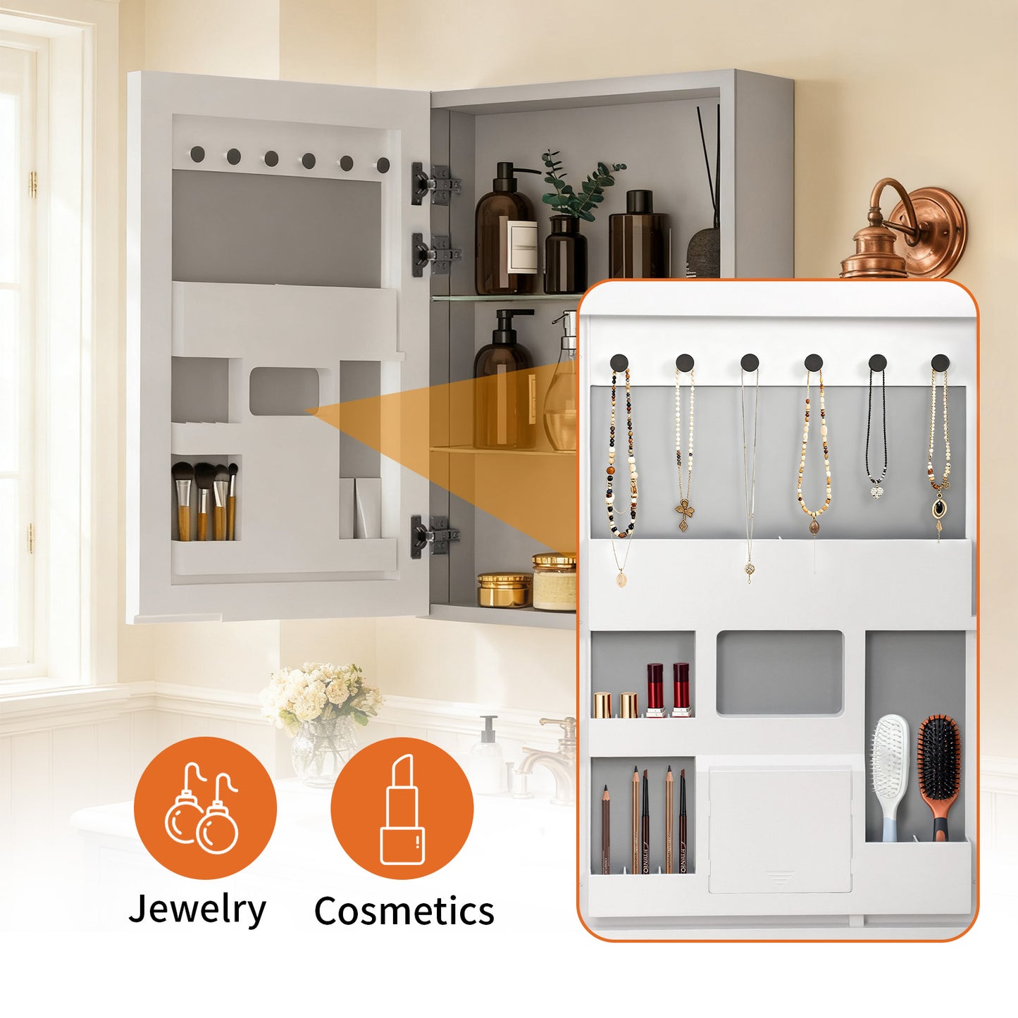LUVODI 20x28" Bathroom Mirror Cabinet w/ Door Storage & Adjustable Shelves