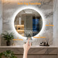 LUVODI 28 in Round Bathroom Mirror with Lights Tempered Glass(2 Buttons)