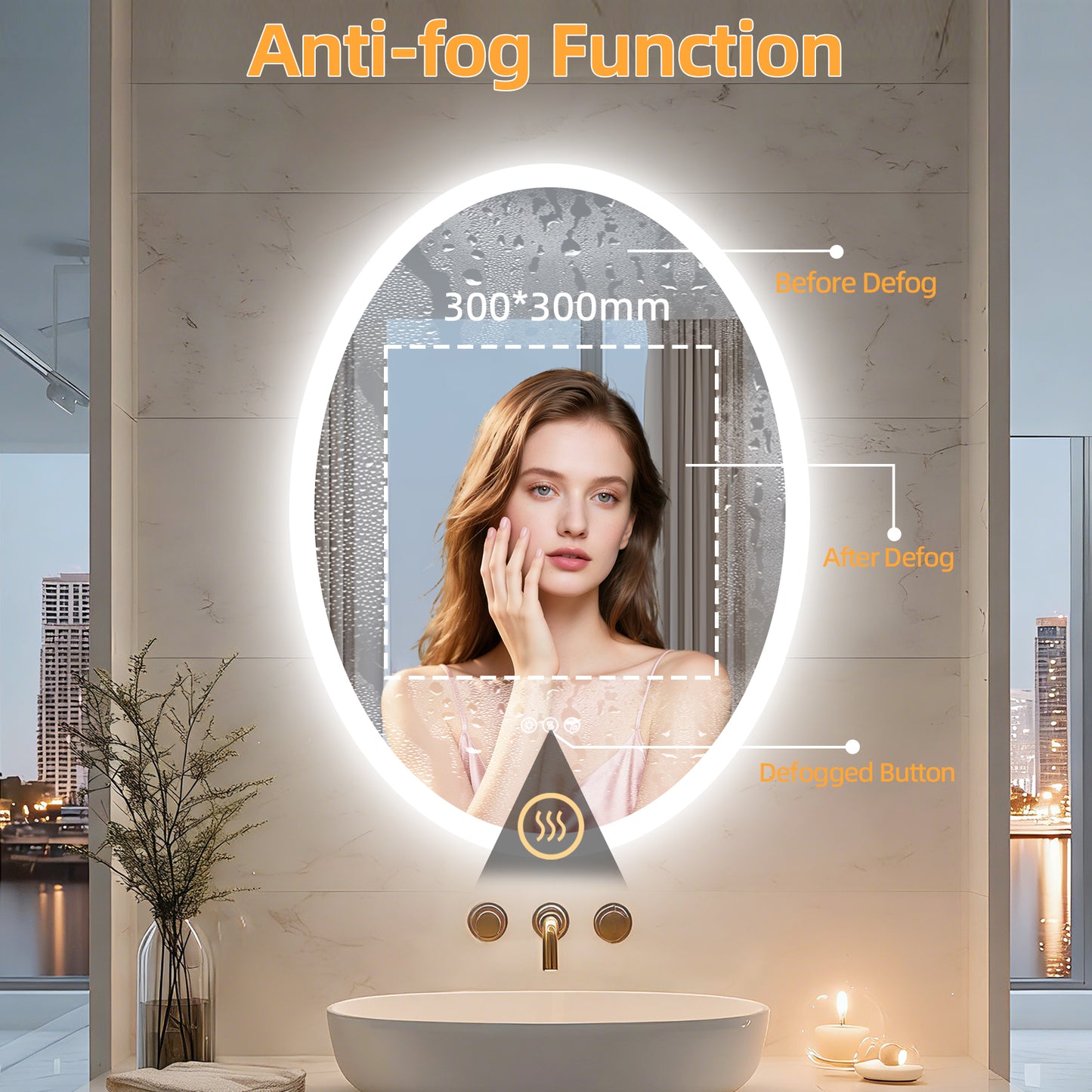 Espejo de baño LED con Bluetooth y altavoces LUVODI, antivaho e iluminado, 23,6 x 31,5 pulgadas