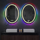 LUVODI 60x80cm Oval LED Bathroom Mirror with 8 RGB Backlit 3 Front Light Color Smart Defogging TouchCRI>90