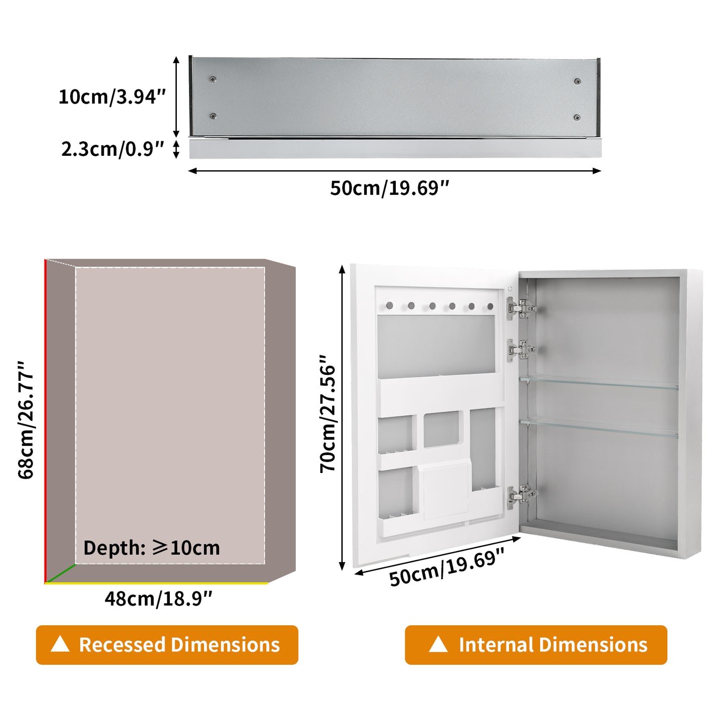 LUVODI 20x28" Bathroom Mirror Cabinet w/ Door Storage & Adjustable Shelves