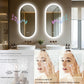 Espejo de baño ovalado con luz LED y Bluetooth LUVODI, espejo de tocador de pared (sin pantalla)