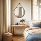 Black Round Mirror With Hanging Rope For Living Room, Bedroom, Entryway