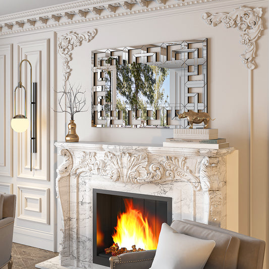 Silver Rectangular Venetian Mirror Wall Decor Mirror with Beveled Glass Edge