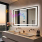 Espejo de baño LED LUVODI con altavoz Bluetooth, espejo de tocador inteligente rectangular con pantalla