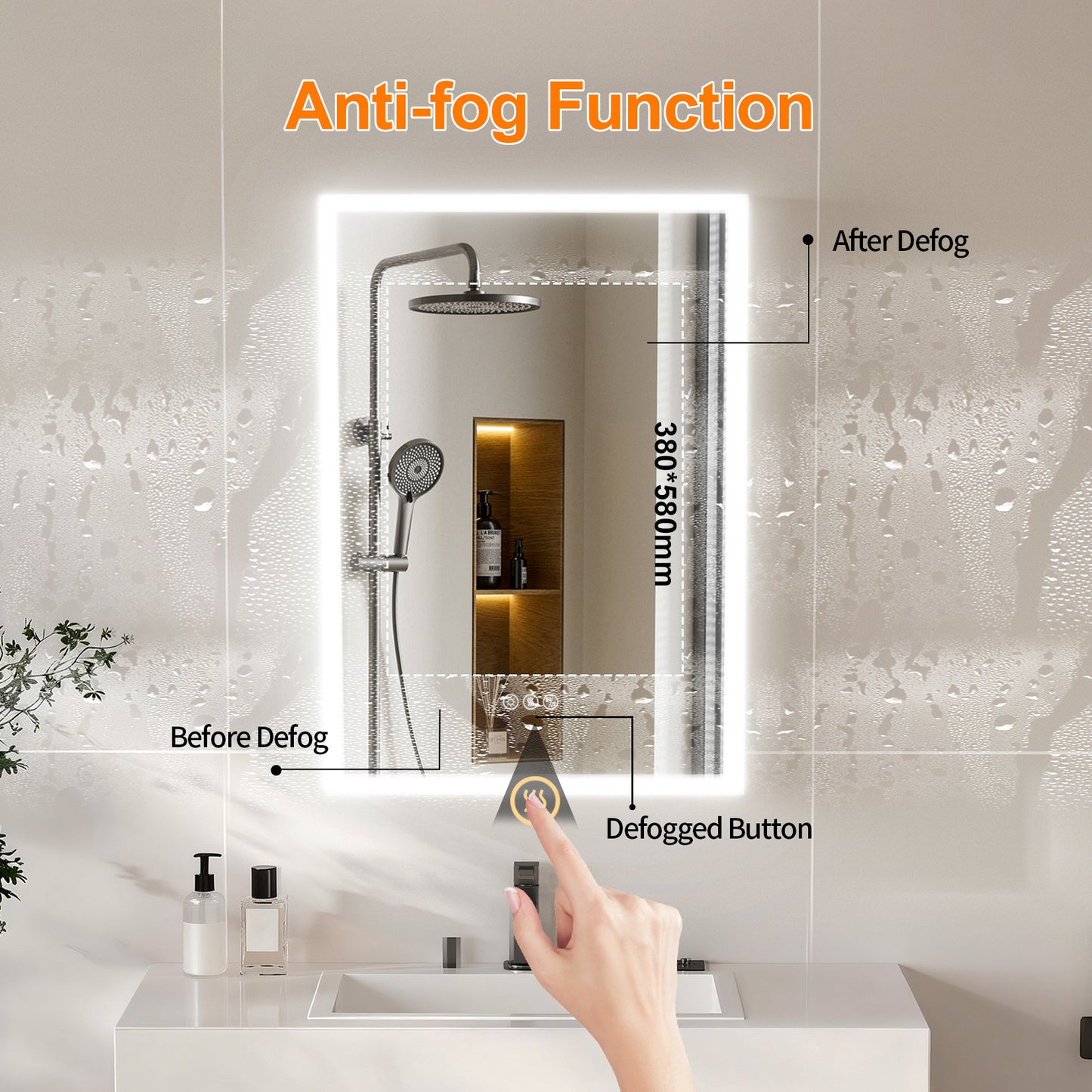 Luvodi - Armario de baño con espejo LED, altavoz Bluetooth, botiquín iluminado y toma de corriente (50 x 70 cm)