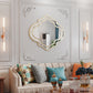 Irregular Silver Wall Decor Mirror Golden Rim for Hallway 31”x34”