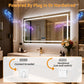 LUVODI LED Bathroom Mirror with Bluetooth Speaker & Screen Display, Tempered Glass Anti Fog Vanity Mirror