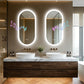 Espejo de baño ovalado con luz LED y Bluetooth LUVODI, espejo de tocador de pared (sin pantalla)